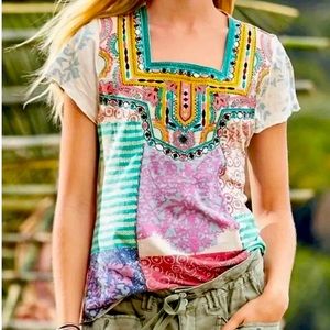 Sundance World Citizen patchwork embroidered top